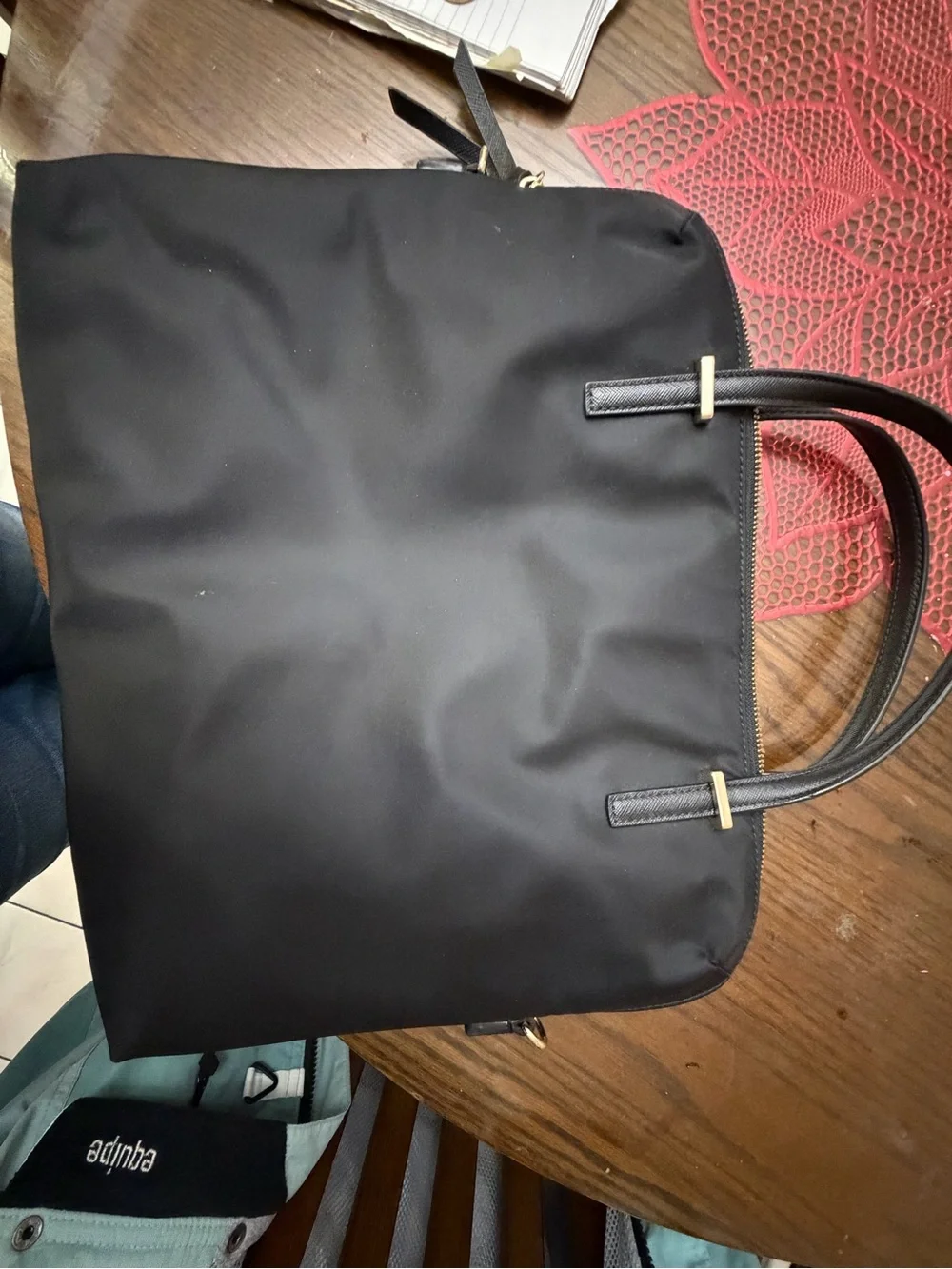 kate spade Black Nylon Laptop Bag with Leather Handles